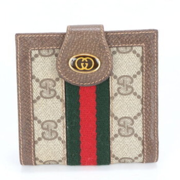 Gucci GG Supreme Sherry Leather Bifold Wallet Brown MUM - Picture 1 of 8